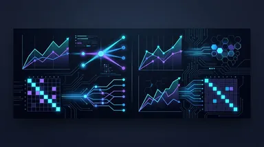 Sleek data visualization dashboard showing answer engine divergence across ChatGPT, Claude, Perplexity, and Google AI Overviews with Jaccard overlap matrices