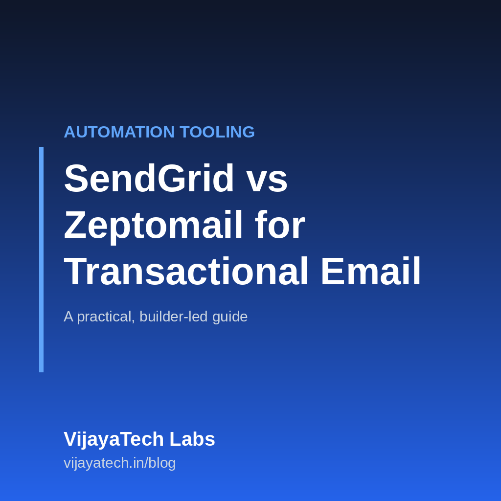 A side-by-side comparison of SendGrid and Zeptomail logos weighed on a scale for transactional email