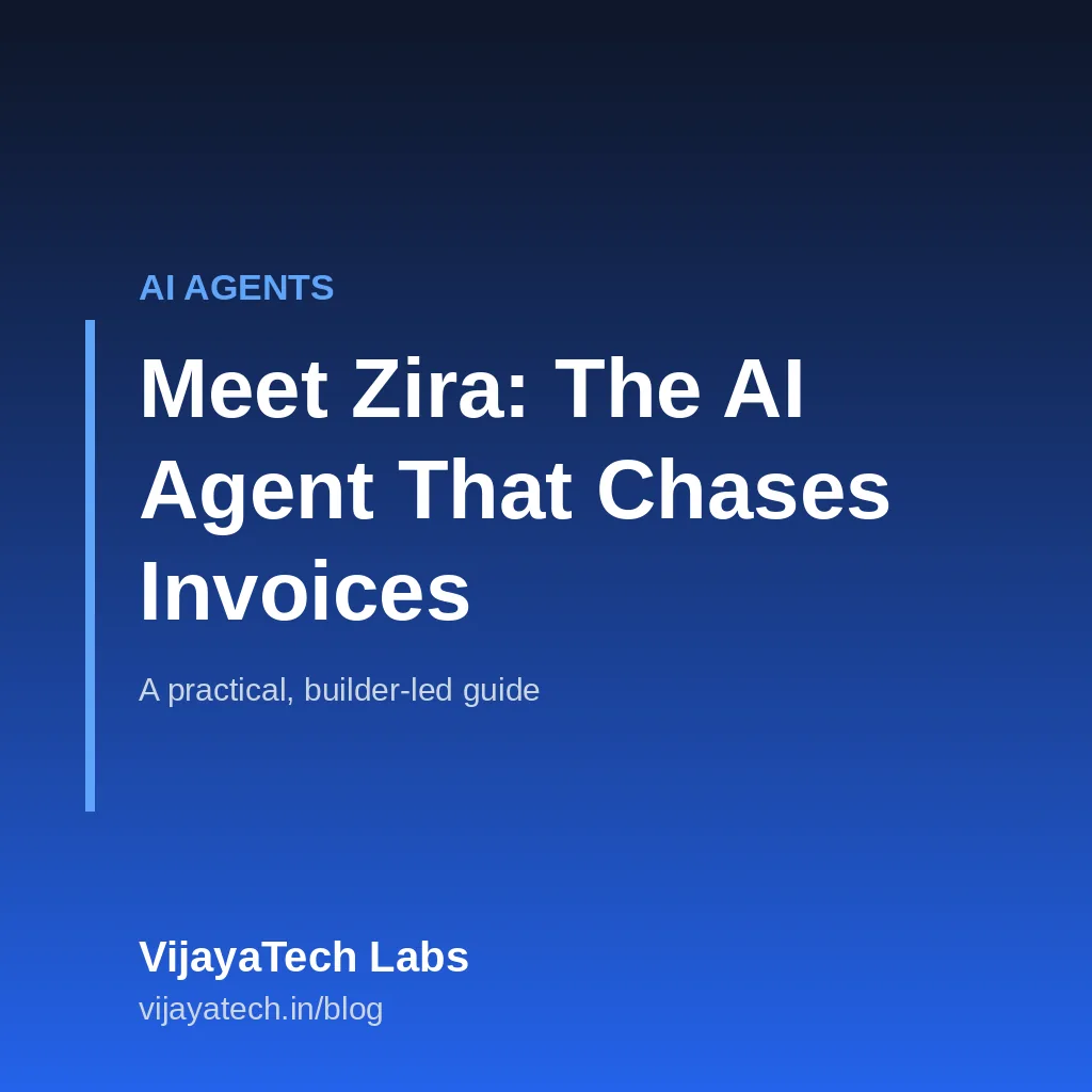 An autonomous AI agent named Zira monitoring a list of overdue invoices and sending follow-up messages